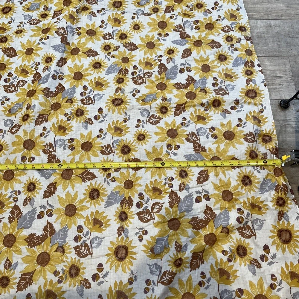 Vintage 70s Fall Tablecloth Acorn Leaves Plastic Coated Rectangular 68x50